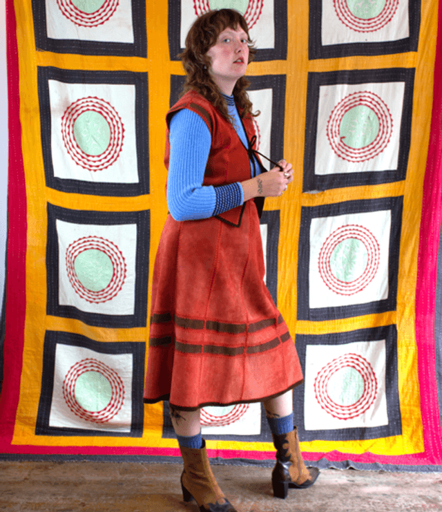 Patchwork Suede Suit, 1970’s - Size 12-14