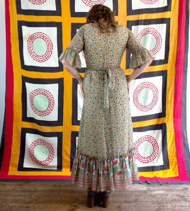 Floral Ruffled Dress, 1970’s - Size 10