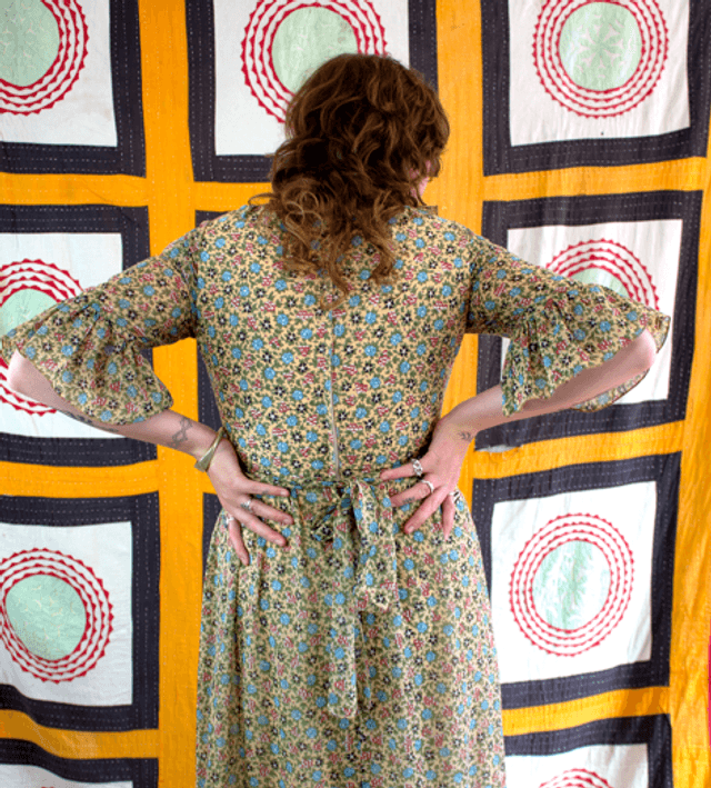 Floral Ruffled Dress, 1970’s - Size 10
