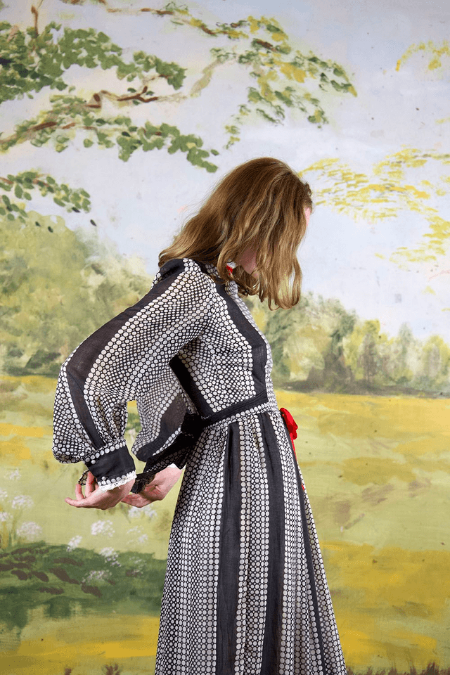 High-Neck Victoriana Dress, 1970's - Size XS