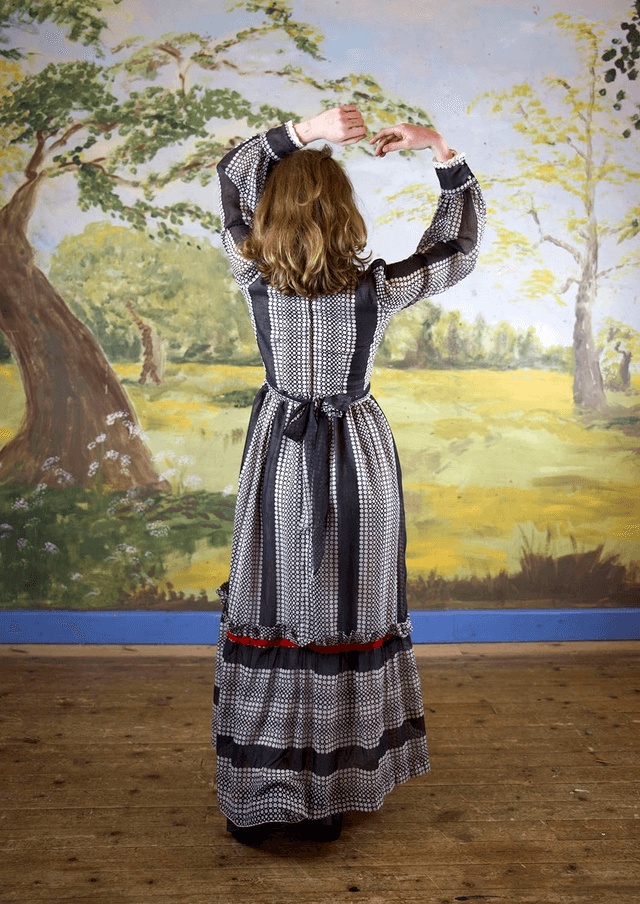High-Neck Victoriana Dress, 1970's - Size XS