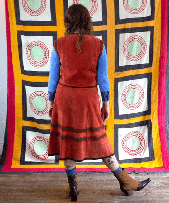 Patchwork Suede Suit, 1970’s - Size 12-14