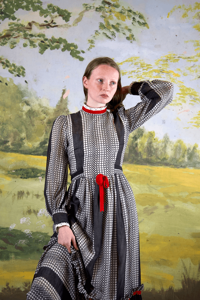 High-Neck Victoriana Dress, 1970&#039;s - Size XS